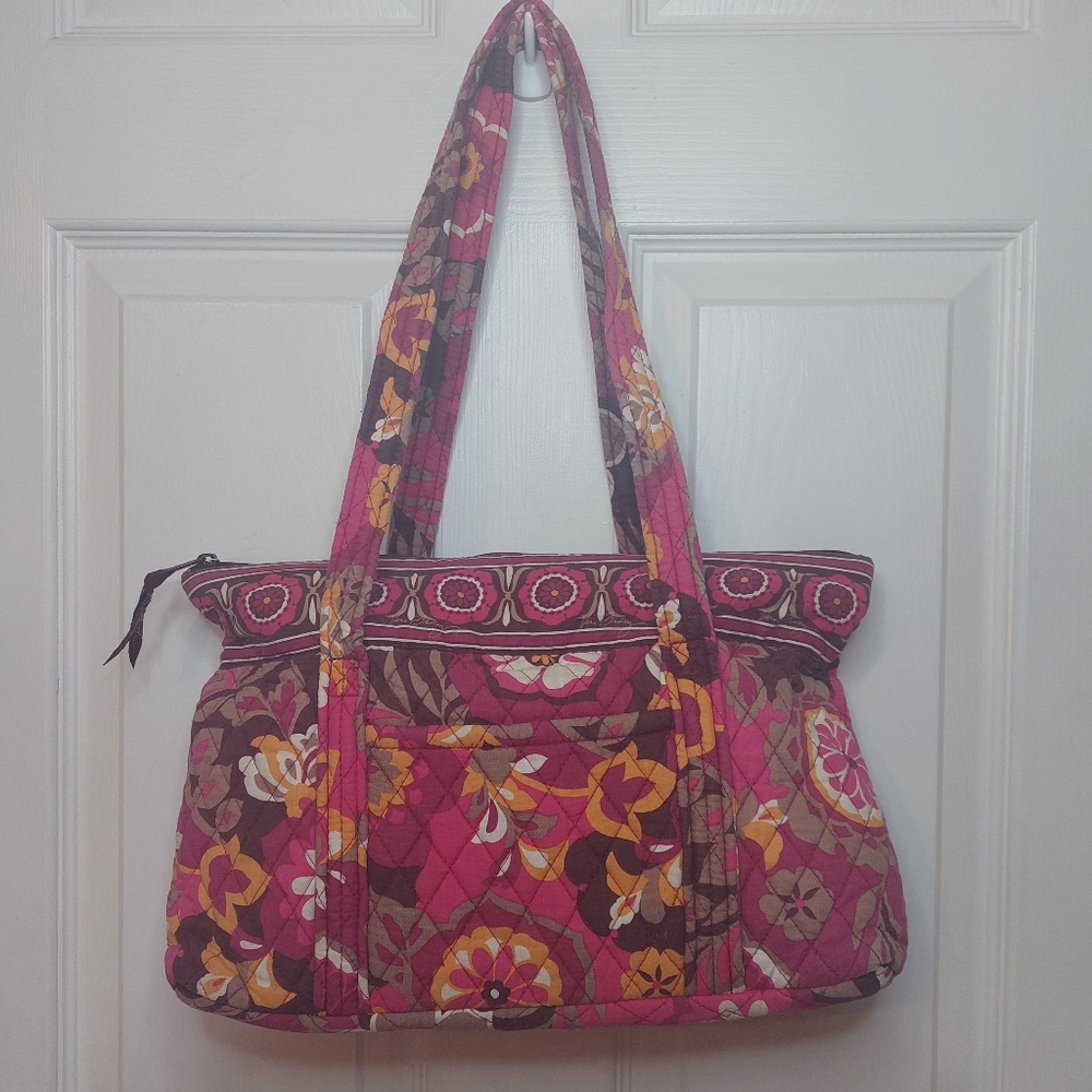 Vera Bradley Carnaby Little Betsy Shoulder Bag Red Orange Brown Floral Pattern